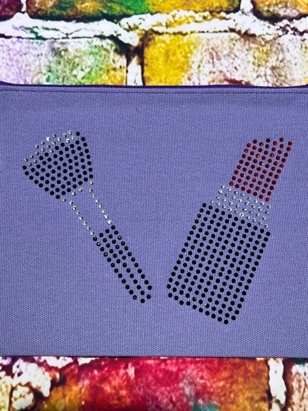 Purple Glam Bag Rhinestone Zipper Pouch [42R]